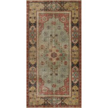 Sempati Halı Romantik Vintage Gül Desenli Yün Halı Eskitme Halı - 110X216 cm 9925