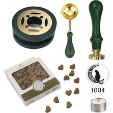 Profisher Davetiye Mum Mühürü Uygulama Seti Çim Yeşili Renk 1004 Ay Kedi