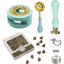 Profisher Davetiye Mum Mühürü Uygulama Seti Su Yeşili Renk 908 Barış Güvercini