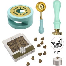 Profisher Davetiye Mum Mühürü Uygulama Seti Su Yeşili Renk 917 Kelebek