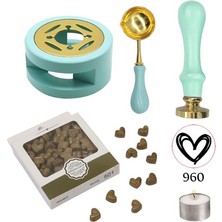 Profisher Davetiye Mum Mühürü Uygulama Seti Su Yeşili Renk 960 Kalp