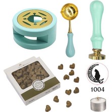 Profisher Davetiye Mum Mühürü Uygulama Seti Su Yeşili Renk 1004 Ay Kedi