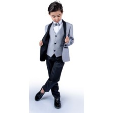 Mnk Baby & Kids Erkek Çocuk Damatlık Takım Simli Ceketli Yelekli MNK0501 Özel Olaylar İçin