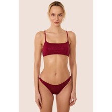 Ayyıldız 3506 Bordo Simli Bikini Takımı