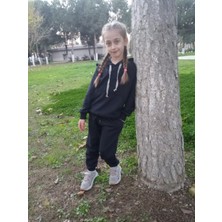 Hgt Kız ve Erkek Kapişonlu Kanguru Cepli Düz Eşofman Takımı