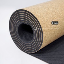Rebuwo Hizalama Çizgi Tasarımlı Kaydırmaz 5mm Doğal Kauçuk Mantar Yüzeyli Yoga Mat Pilates Matı 185 X 66 cm
