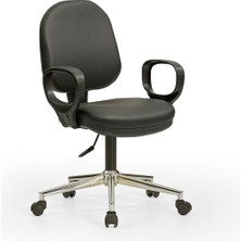 Mehmet Yaren Büro Sekreter1 Bilgisayar Koltuğu  - Ofis - Müdür - Büro - Çalışma Sandalyesi Siyah Renk Krom Ayaklı