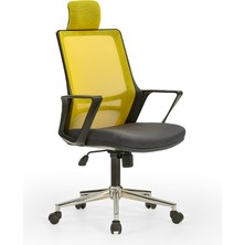 Mehmet Yaren Büro Arya1 Bilgisayar Koltuğu  - Ofis - Müdür - Büro - Çalışma Sandalyesi Sarı Siyah Renk Krom Ayaklı
