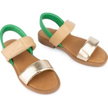 Emel Ayakkabı Modern Renkli Tarz Kalın Taban Ortopedik Hakiki Deri Sandalet