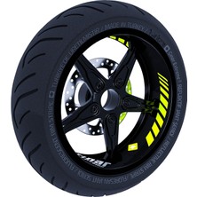 Çınar Extreme Moto Rider 4'lü Sticker Seti Floresan Sarı Iç Dış Jant Şeridi Kask ve Çamurluk Çınar Extreme