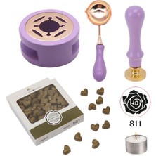 Profisher Davetiye Mum Mühürü Uygulama Seti Lavanta Renk 811 Gül Desen