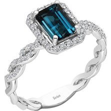 Sirius Pırlanta Pırlanta ve London Blue Topaz Taşlı Samsara Yüzük 0417R0309