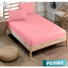 Inter Z Pamuklu Ranforce Kumaş Lastikli Fitted Yastıklı Çarşaf Seti (Tüm Ebatlar) Pembe