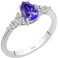 Sirius Pırlanta Markiz Pırlanta ve Damla Tanzanit Taşlı Modern Yüzük