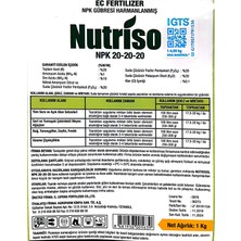 Agrofarm Nutrisol Nutriso (20-20-20 Yaprak Gübresi) Harmanlanmış Npk Gübresi 1 kg