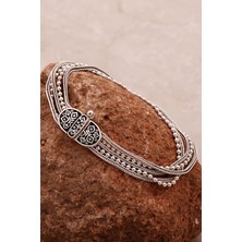 Sümer Telkari Anadolu Motifli Hasır Elişi Oksitli Gümüş Bileklik 4308