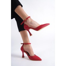 Modabuymus Lopez Kırmızı Saten Stiletto Kadeh Topuklu Ayakkabı
