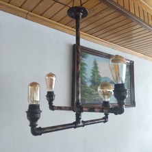 Nakres 4 Başlıklı Retro Avize, Rustik Endüstriyel Avize Dekoratif Tavan Lambası
