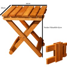 Apak Ahşap Katlanır Kamp Balkon Taburesi 30CM 30CM Yerden Yükseklik 42 cm