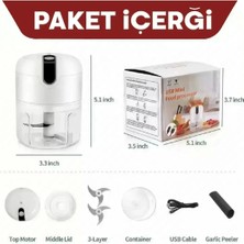 Maridet Şarjlı Paslanmaz 3 Bıçaklı Pratik Mini El Rondosu