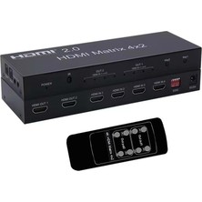 Hadron Hdx1334 Hdmi Switch & Splitter 4-In 2-Out Matrix Siyah 4K HDMI Girişi: 4 HDMI Çıkışı: 2