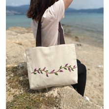 Pine Mor Salkım Nakışlı Bez Omuz Çantası