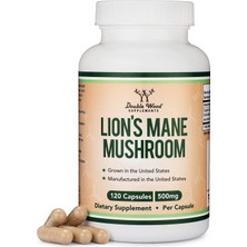 Double Wood Lions Mane Mushroom Capsules For Brain Support And Immune Health 120 Kapsul 2 Aylık Kullanım