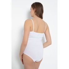 Saac 2 Adet Penye Likralı Süprem Beyaz Renk Ip Askı Kancalı Badi - Bodysuits- 590