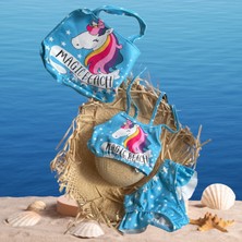 Lolli Boom Kids  Kız Çocuk Mickey Unicorn Hello Kitty Lol Bebek Baskı Detaylı Plaj Çantası Hediyeli Bikini Takımı