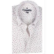 Varetta Erkek Beyaz Bordo Cepli Klasik Kesim Pamuklu Uzun Kollu Gömlek