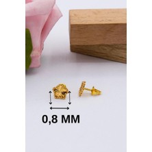 Latif Kuyumcu 22 Ayar Altın Küpe 8 mm Yonca Model Küpe Kadın Küpe LKKP1052