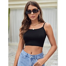 Liona Kadın Siyah Renk Sırtı Açık Çapraz Ipli Super Crop Mini Büstiyer