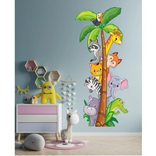 Kt Grup Sevimli Safari Hayvanlar Temalı Boy Ölçer Çocuk Odası Çok Amaçlı Dolap Duvar Sticker Seti