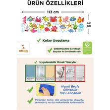 Kt Grup Sevimli Deniz Canlıları Balık, Yengeç, Ahtapot Duşa Kabin Banyo Duvar Sticker Duvar Dekoru