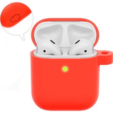 Wozlo Airpods 1. ve 2. Nesil Uyumlu Koruyucu Silikon Kılıf - Silikon Koruma Kılıfı - Kırmızı