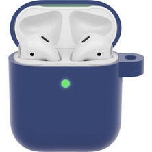 Wozlo Airpods 1. ve 2. Nesil Uyumlu Koruyucu Silikon Kılıf - Silikon Koruma Kılıfı - Mavi