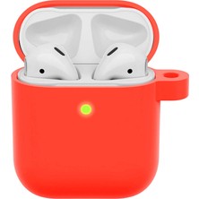 Wozlo Airpods 1. ve 2. Nesil Uyumlu Koruyucu Silikon Kılıf - Silikon Koruma Kılıfı - Kırmızı