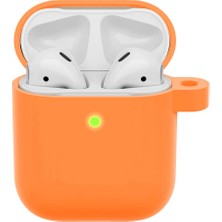 Wozlo Airpods 1. ve 2. Nesil Uyumlu Koruyucu Silikon Kılıf - Silikon Koruma Kılıfı - Turuncu