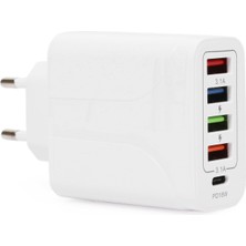 Quick Charge 48W 4 USB + 18W Pd Çoklu Şarj Başlığı Type C Girişli Hızlı Şarj Adaptörü A501-1