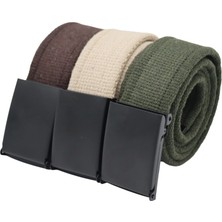 Anatolia Craft Taktikal Unisex Erkek Kadın Genç Için 3'lü Siyah Tokalı Kahverengi Bejkrem Yeşil Spor Kot Kanvas Bez Kemer