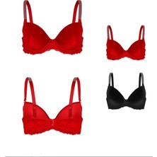 Papatya Kadife Dantel Yarım Push-Up Sütyen