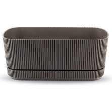 ToXA Pera Uzun Saksı No2 3 Litre Krater Kahve 29CM Plastik Kaktüs Sukulent Çiçek Balkon Saksısı