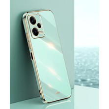 MTK Moveteck Xiaomi Poco X5 5g Uyumlu Kılıf Kamera Lens Korumalı Parlak Gold Altın Kenarlı Yumuşak Silikon Kapak