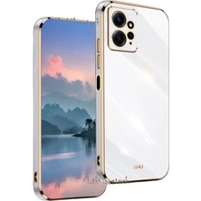 MTK Moveteck Xiaomi Redmi Note 12 4g Uyumlu Kılıf Kamera Lens Korumalı Parlak Gold Altın Kenarlı Yumuşak Silikon Kapak