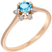 Sirius Pırlanta Pırlanta ve Mavi Topaz Taşlı Elsa Yüzük 0447R0027