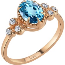 Sirius Pırlanta Pırlanta ve Mavi Topaz Marjatta Yüzük 0447R0047