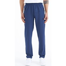 Tommy Life İndigo Erkek Fermuarlı Üç Cepli Standart Kalıp Klasik Paça Eşofman Alt - 84768