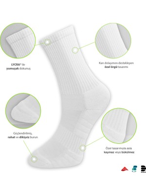 DuraSocks Erkek-Kadın Uniseks Spor Çorap, Anti-Bacterial, Tenis, Esnek,  Dikişsiz Çorap (6 Çift)