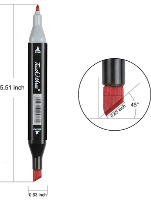 Kalesi 40 Adet Çift Uçlu Renkli Artist Marker Kalem Seti - Siyah (Yurt Dışından)