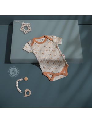 Tiffany Baby Kız Bebek Çiçekli Yarım Kol Çıtçıtlı Body Krem/somon 38008